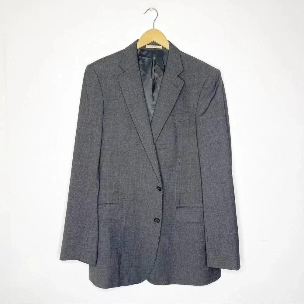 Ralph Lauren Wool Mens Gray Blazer Sport Coat Size 44 Long Trim Fit 2 Button